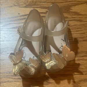 Mini Melissa Girls' Translucent Jelly Mary Janes with Gold Butterfly Accents